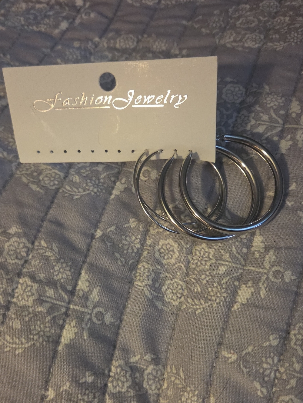 Fashion Jewelry Silver Hoop Earring Set - Polished Metal Hoops